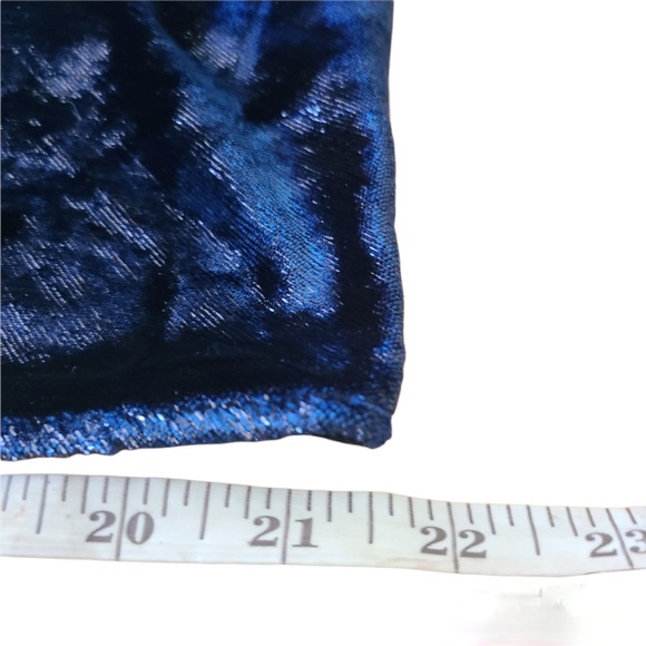 Halston Heritage Metallic Velvet Short Slip Dress Navy Blue size 8 NWT - Picture 6 of 8